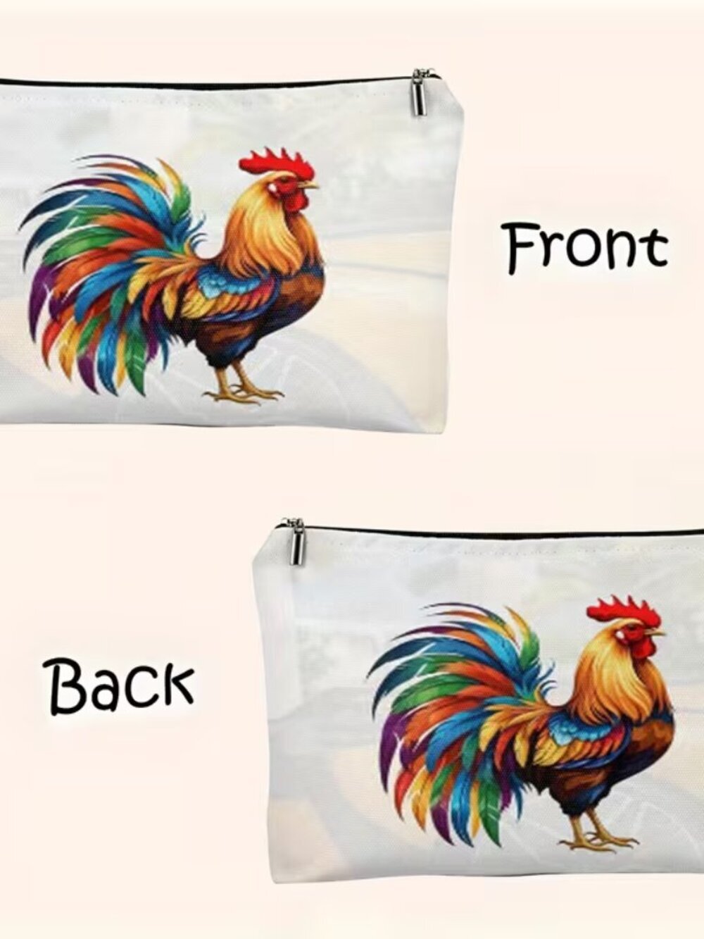Rooster Print Makeup Bag - Picture 2 of 3